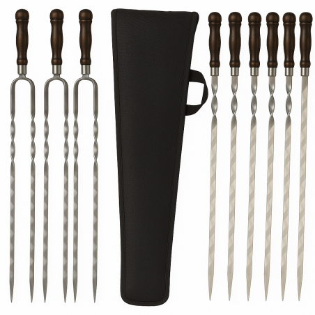 Skewer set in a case